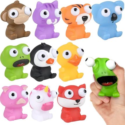 Squeezy Animals with Pop Out Eyes, Set of 20, Fun Squeeze Stress Relief Toys for Kids, Fun Goodie Bag Fillers, Birthday Party Favors for Boys and Girls